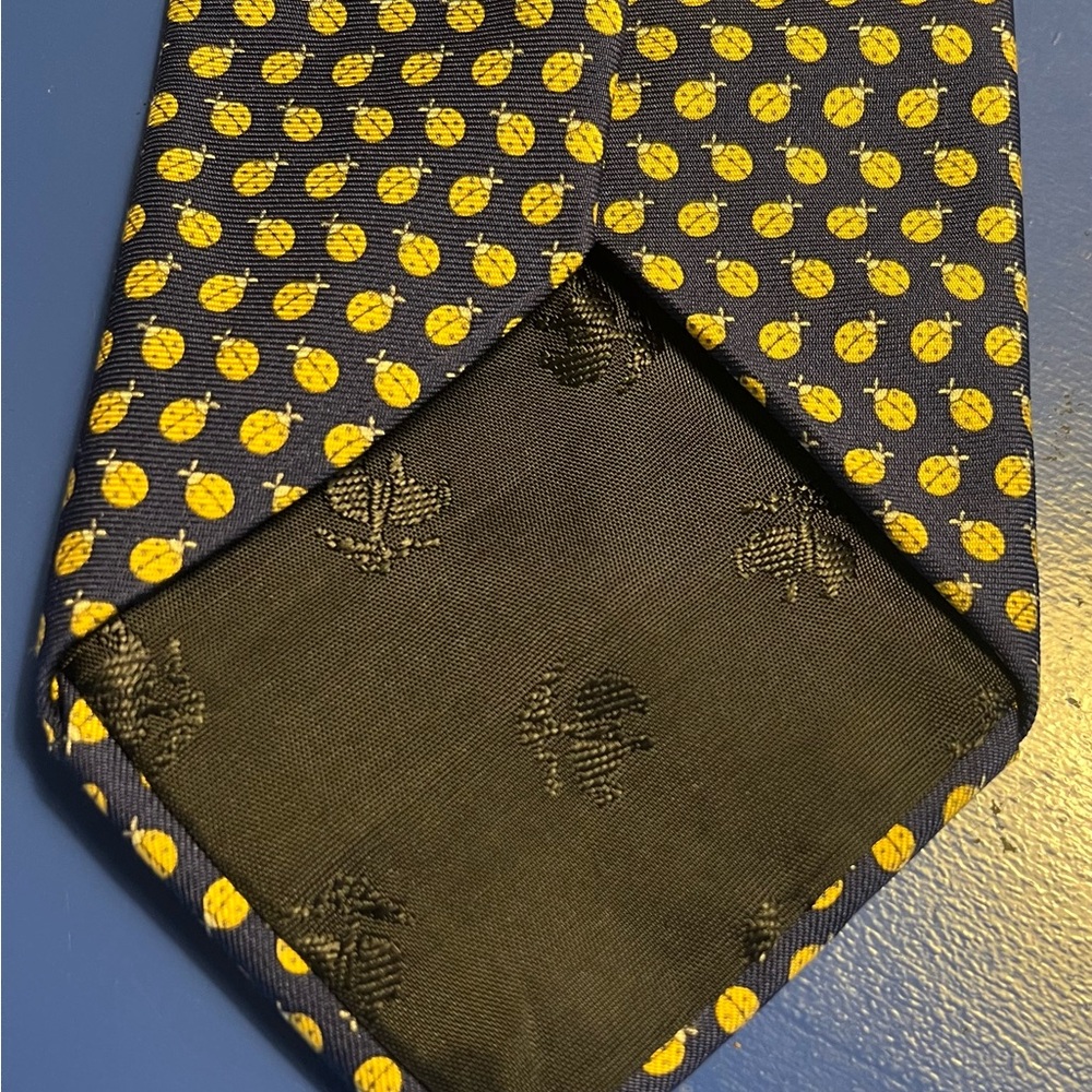 Brooks Brothers Makers & Merchants Blue Tie with Yellow Ladybug Motif - Picture 3 of 5